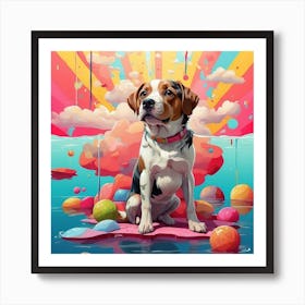 Dog In The Water Art Print