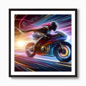 Futuristic Motorcycle Rider t- shirt 1 Art Print