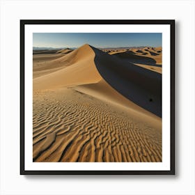 A Vast Desert With Rolling Sand Dunes Under A Clear Blue Sky 1 Art Print