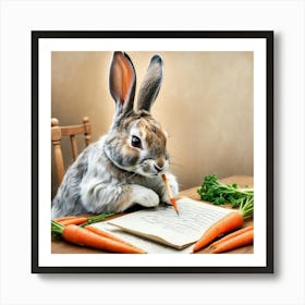 Rabbit Writing 8 Art Print