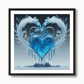 Heart silhouette in the shape of a melting ice sculpture 7 Art Print