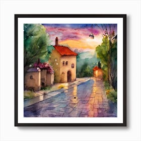 Watercolor Of A Street Art Print