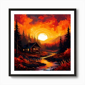 Sunset Cabin 1 Art Print