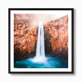 Desert Oasis Waterfall 1 Square Art Print