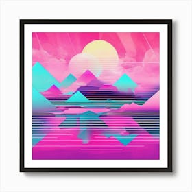 Abstract art in a vaporwave style, with pastel colors and retro digital elements Art Print