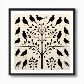 African Adinkra Symbols, Bird On a Branch, folk art, 120  Art Print