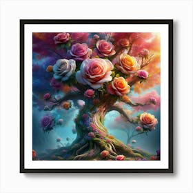 Tree Of Roses Art Print