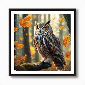 Owl In The Forest 186 Art Print