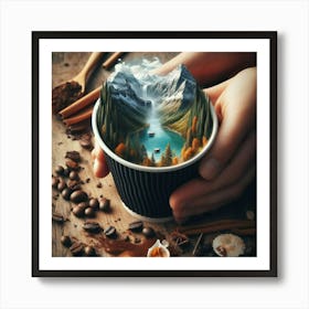 Coffee Cup With Mountains 2 Art Print