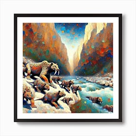 Tigers In The Mountains Art Print