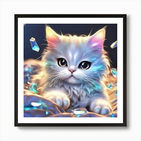 Cute Kitten With Crystals 1 Art Print