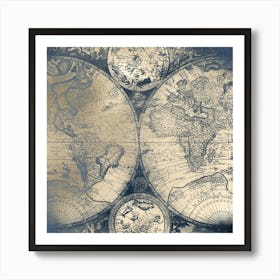 Antique World Map Art Print