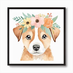 Floral Baby Dog Nursery Illustration (4) Art Print