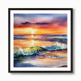 Sunset At The Beach 118 Art Print