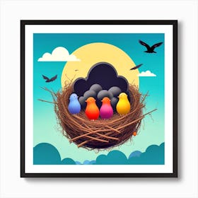 Birds In A Nest 76 Art Print