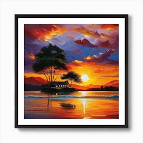 Sunset On The Lake 11 Art Print