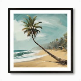 Palm Tree On The Beach 1 Art Print