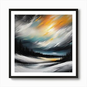 Snowy Night Sky Art Print