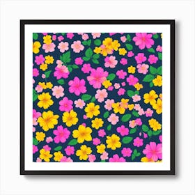 Seamless Pattern With Flowers Art Print