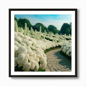 White Flower Garden 1 Art Print