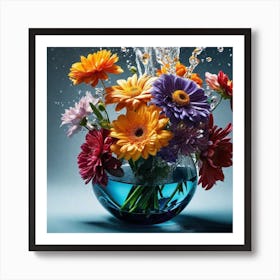 Water Splashing Flowers 8 Art Print