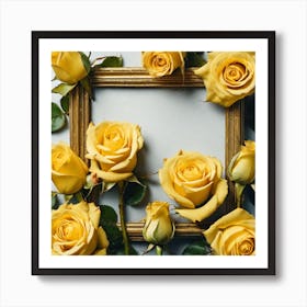 Yellow Roses In A Frame 2 Art Print