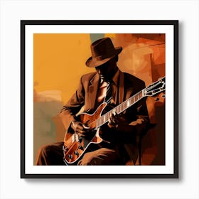 Blues Musician Playing Guitar 1 Art Print