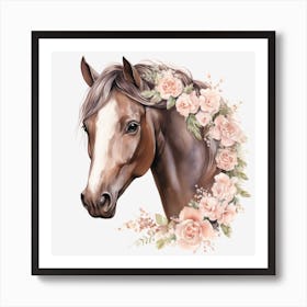 Horse Head With Flowers 3 Art Print