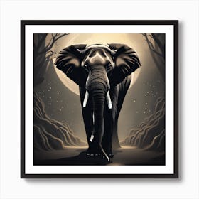 Elephant In The Moonlight 3 Art Print