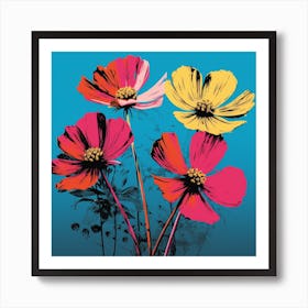 Andy Warhol Style Pop Art Flowers Cosmos 3 Square Art Print