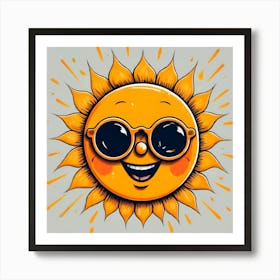 Sun With Sunglasses Art Print