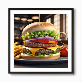 Hamburger On A Plate 178 Art Print