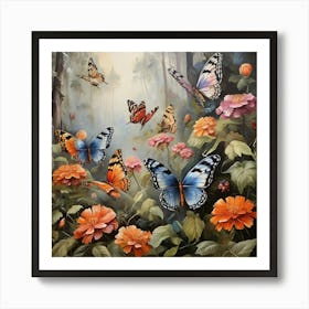 Butterflies In The Forest 2 Art Print