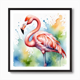 Flamingo Watercolor Painting Art Print