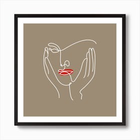 Line Drawing Of A Woman'S Face Boho Bohemian Art Print