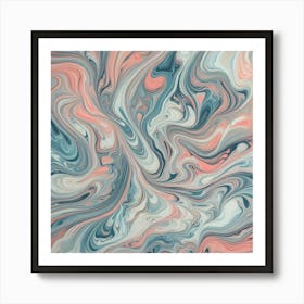 Pink And Blue Marble Painting 1 Art Print