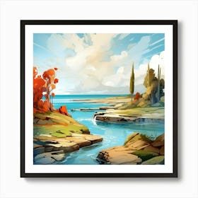 Landscape Watercolor Painting Art Print