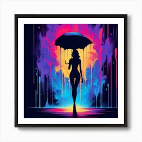 Girl With Umbrella Art Print