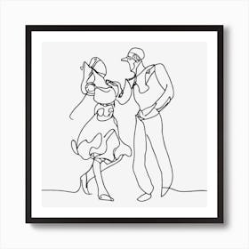 Tango Dancers Line Art 1 Art Print