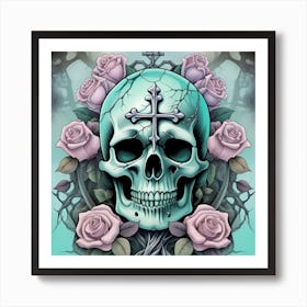 Skull And Roses 4 Art Print