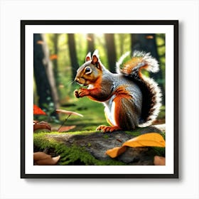 Squirrel In The Forest 406 Art Print