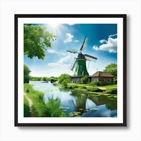 Water Green Nature View River Old Structure Light Electrical Sun Day Architecture Fauna (7) Art Print