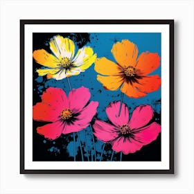Andy Warhol Style Pop Art Flowers Cosmos 1 Square Art Print
