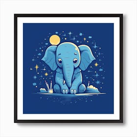 Elephant In The Moonlight Art Print