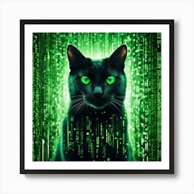 matrix rain cat Art Print
