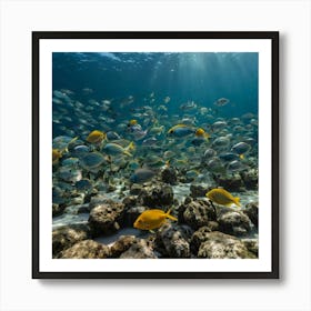 Default Various Beautiful Fish Seen From Inside The Sea At The 1 Art Print