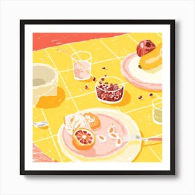 Grapefruit Still Life Square Art Print