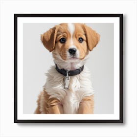 Puppy Sitting On A White Background Art Print