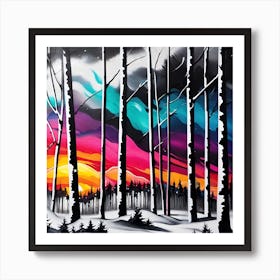 Sunset In The Woods 6 Art Print