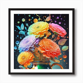 Luminous pastel flowers 4 Art Print